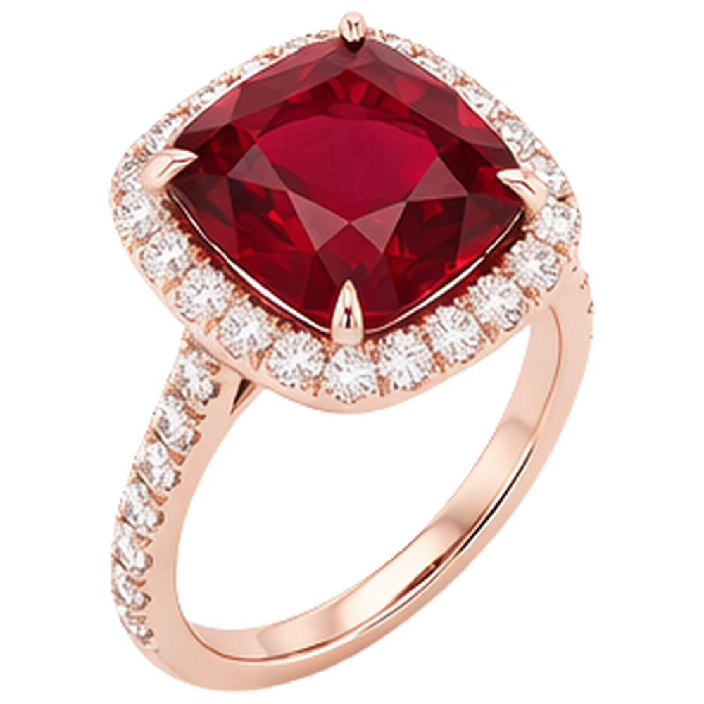 echter round rubin 5.35Karat ring Detailansicht