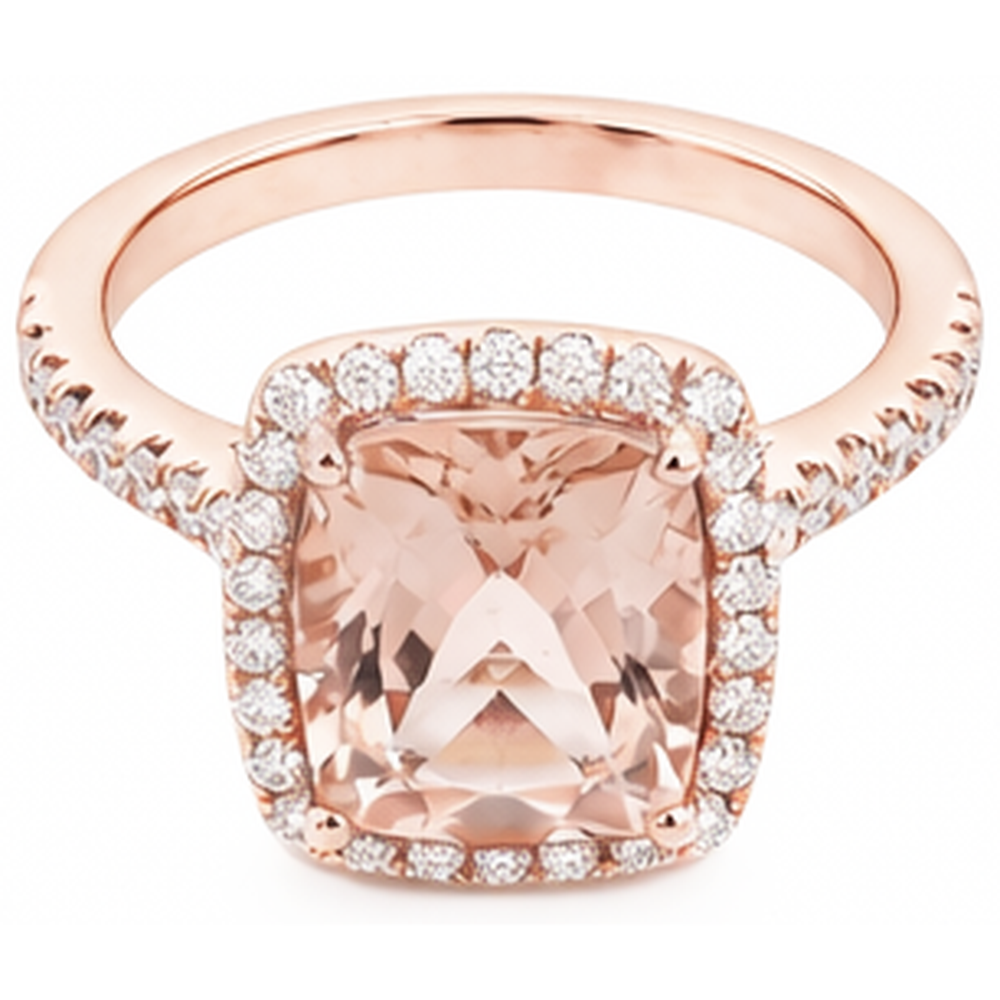 echter round morganit 5.45Karat ring Detailansicht