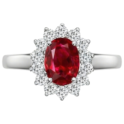 5,5 Karat Ovalschliff Rubin Diamant Ring Weißgold Lady Schmuck