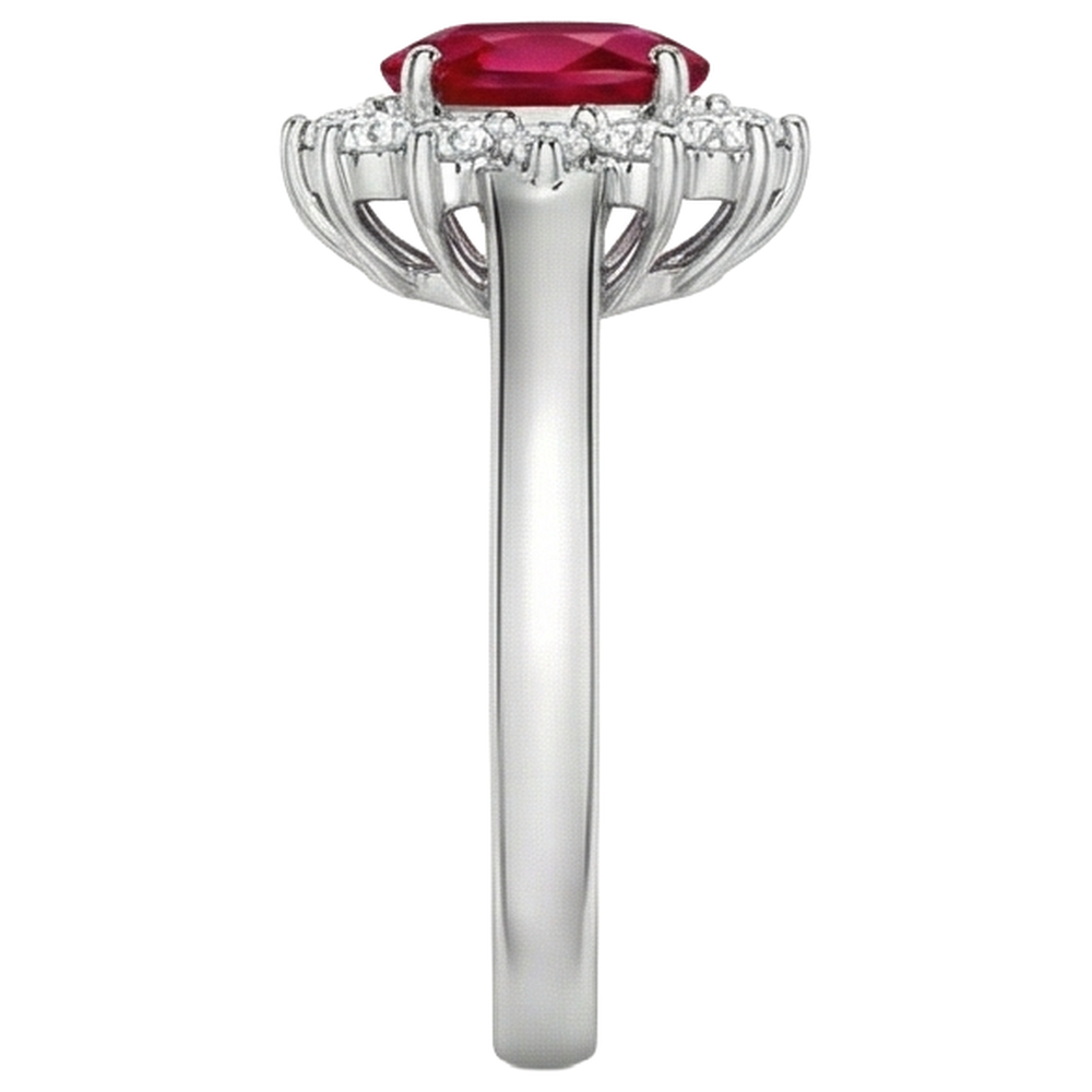 5,5 Karat Ovalschliff Rubin Diamant Ring Weißgold Lady Schmuck