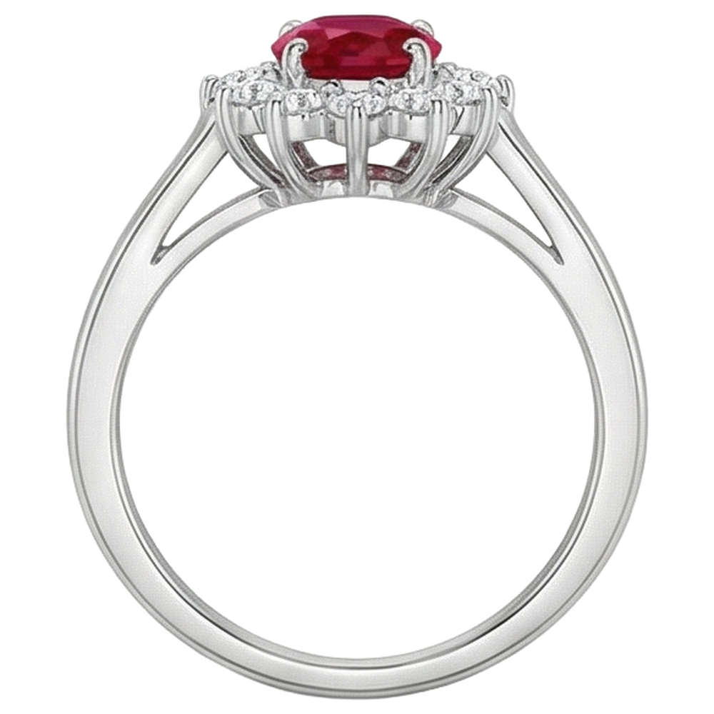 5,5 Karat Ovalschliff Rubin Diamant Ring Weißgold Lady Schmuck