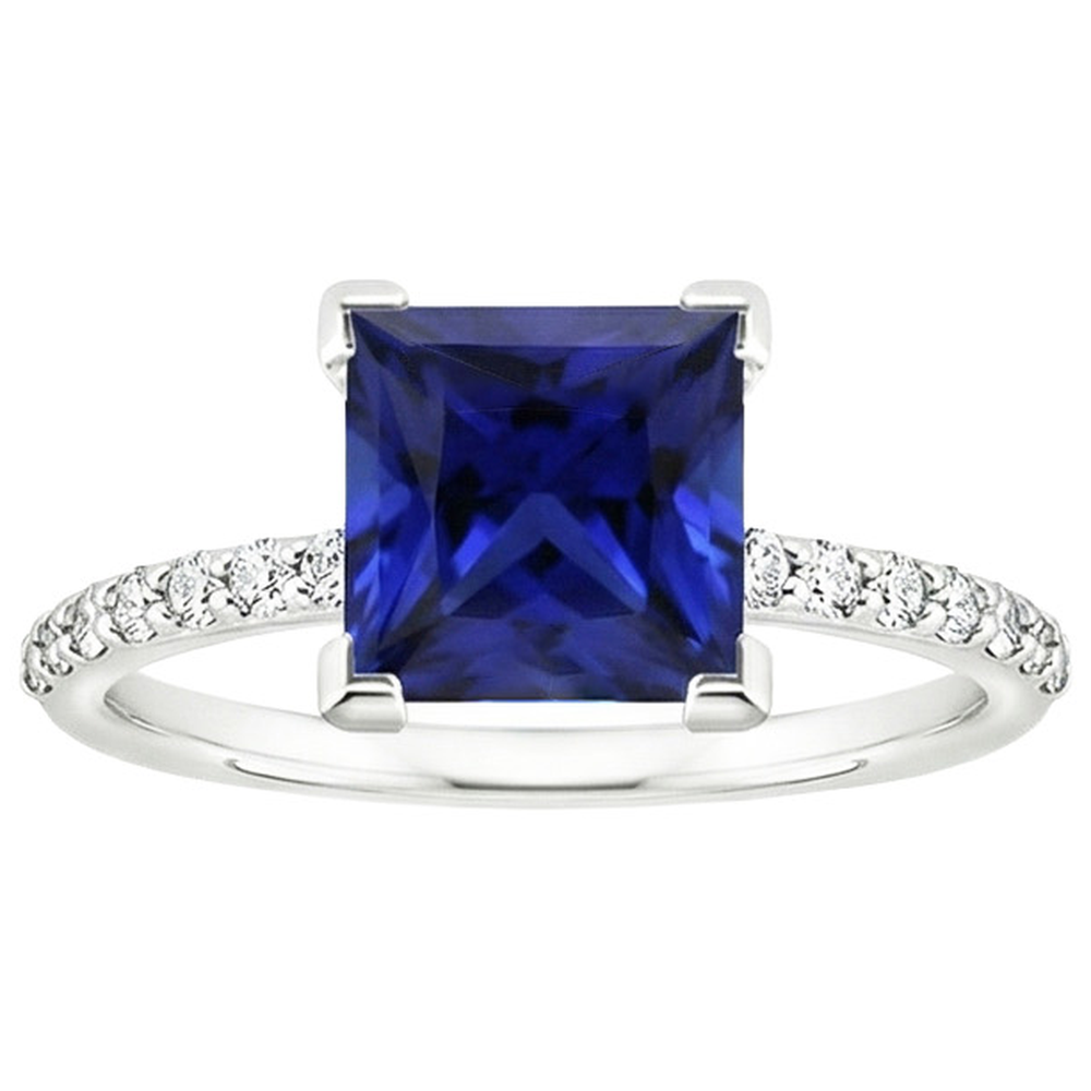 echter princess diamant 5.50Karat ring Profilansicht