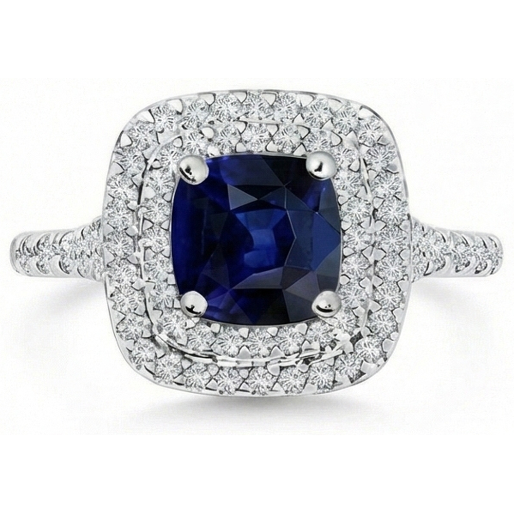 echter round saphir 5.50Karat ring Seitenansicht