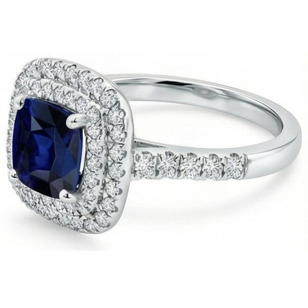 echter round saphir 5.50Karat ring Draufsicht