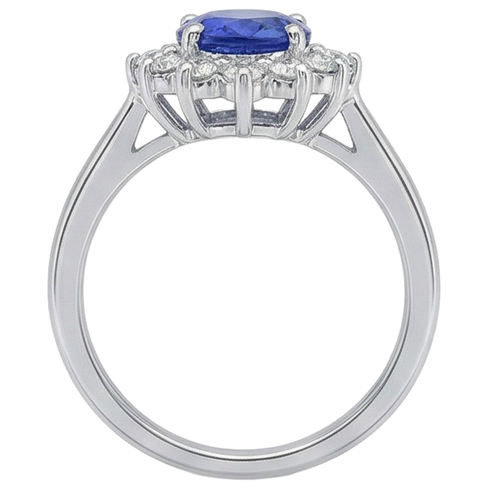 5,60 ct natürlicher Tansanit und Diamanten Ehering Weißgold 14K