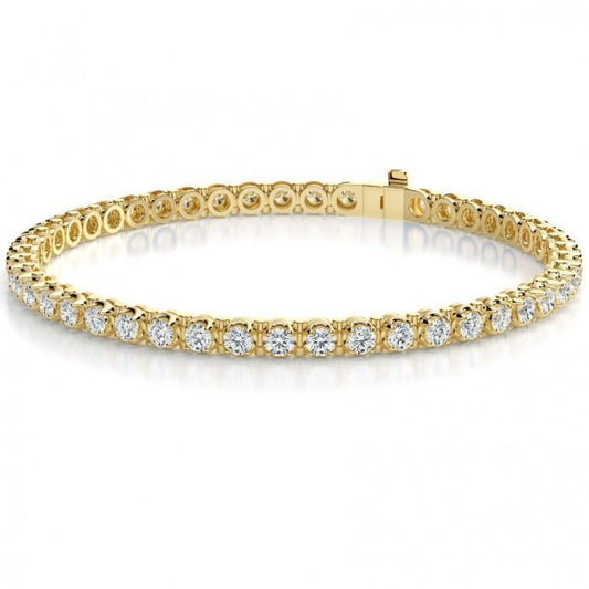 5,65 Karat Brillant Funkelnde Echt Diamanten Tennisarmband Gold Gelb