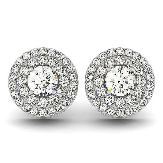 5,70 Karat Funkelnde Runde Pave Echt Diamants Lady Stud Halo Ohrringe