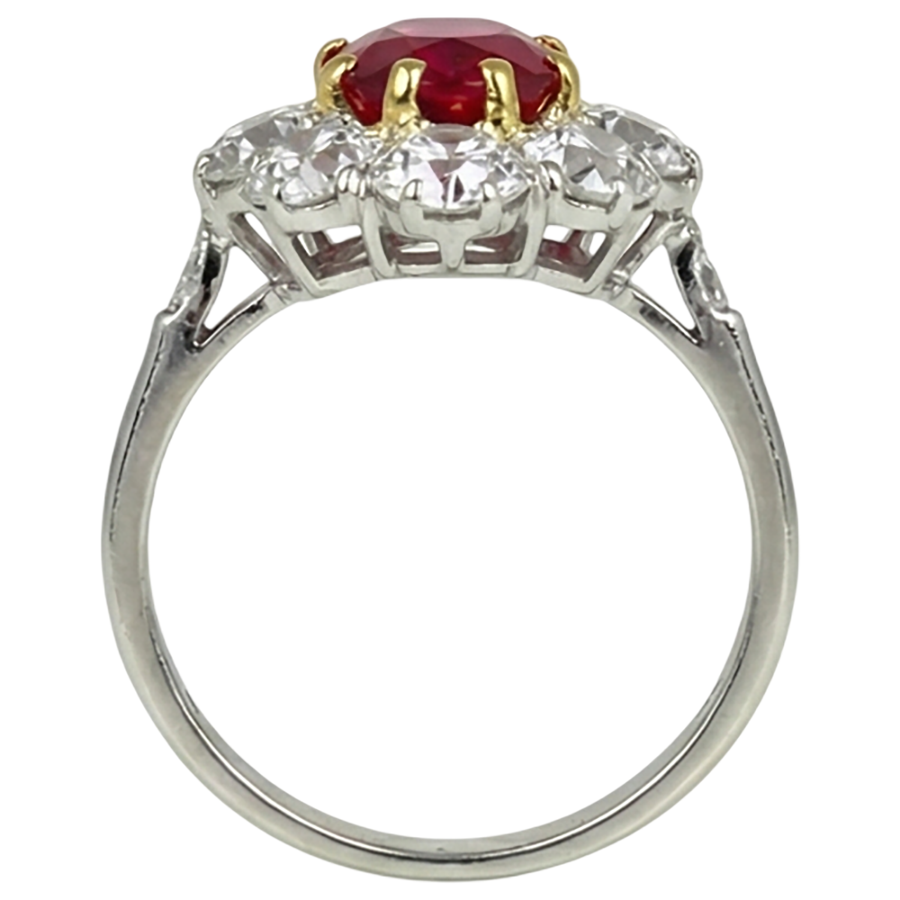 echter oval rubin 5.75Karat ring Draufsicht