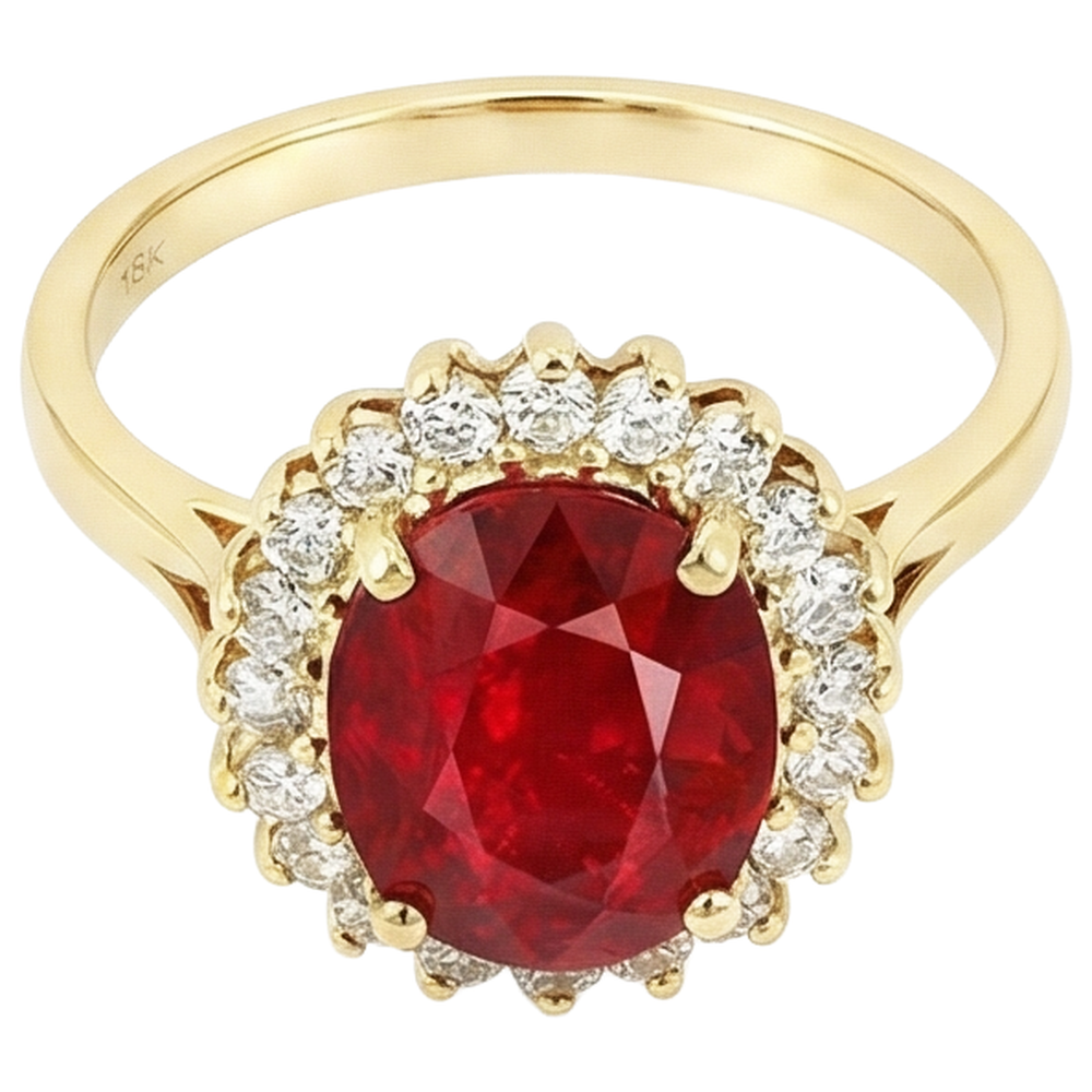 echter oval rubin 5.75Karat ring Detailansicht