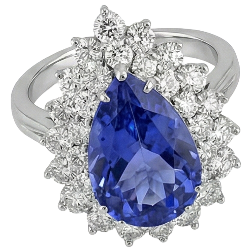 echter round tansanit 5.75Karat ring Draufsicht