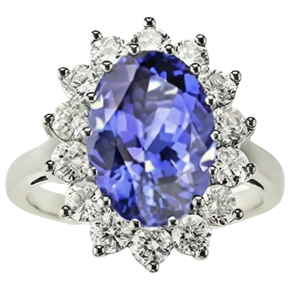 echter oval tansanit 5.80Karat ring Seitenansicht