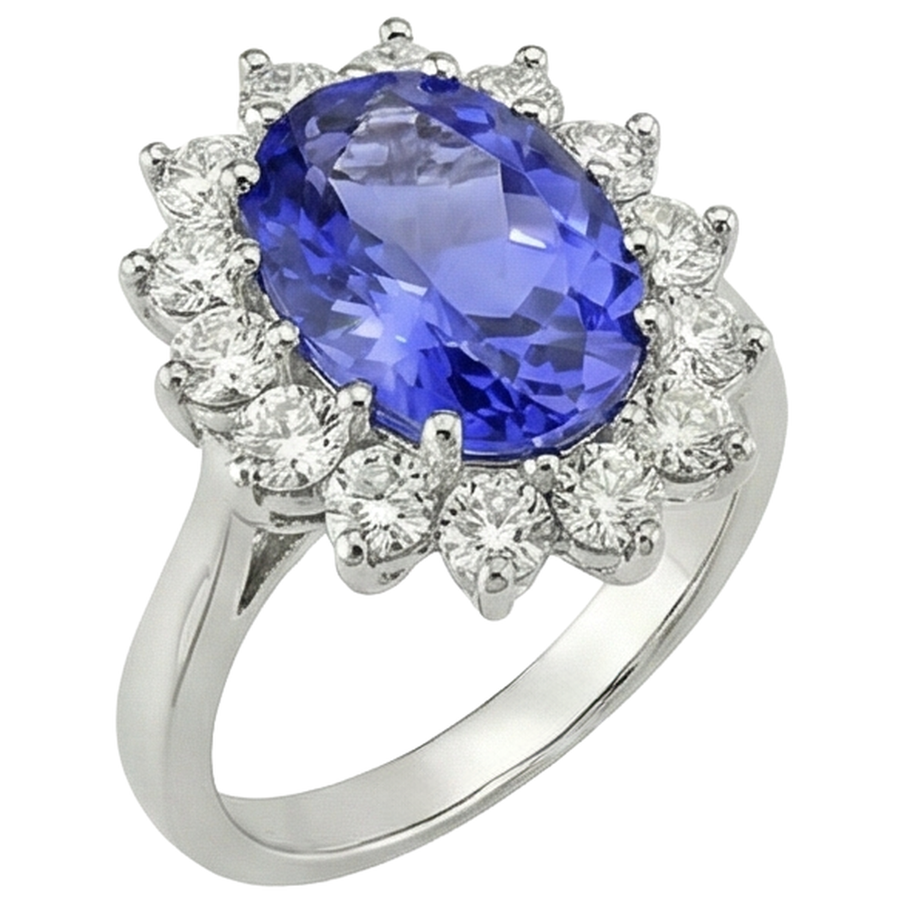 echter oval tansanit 5.80Karat ring Draufsicht