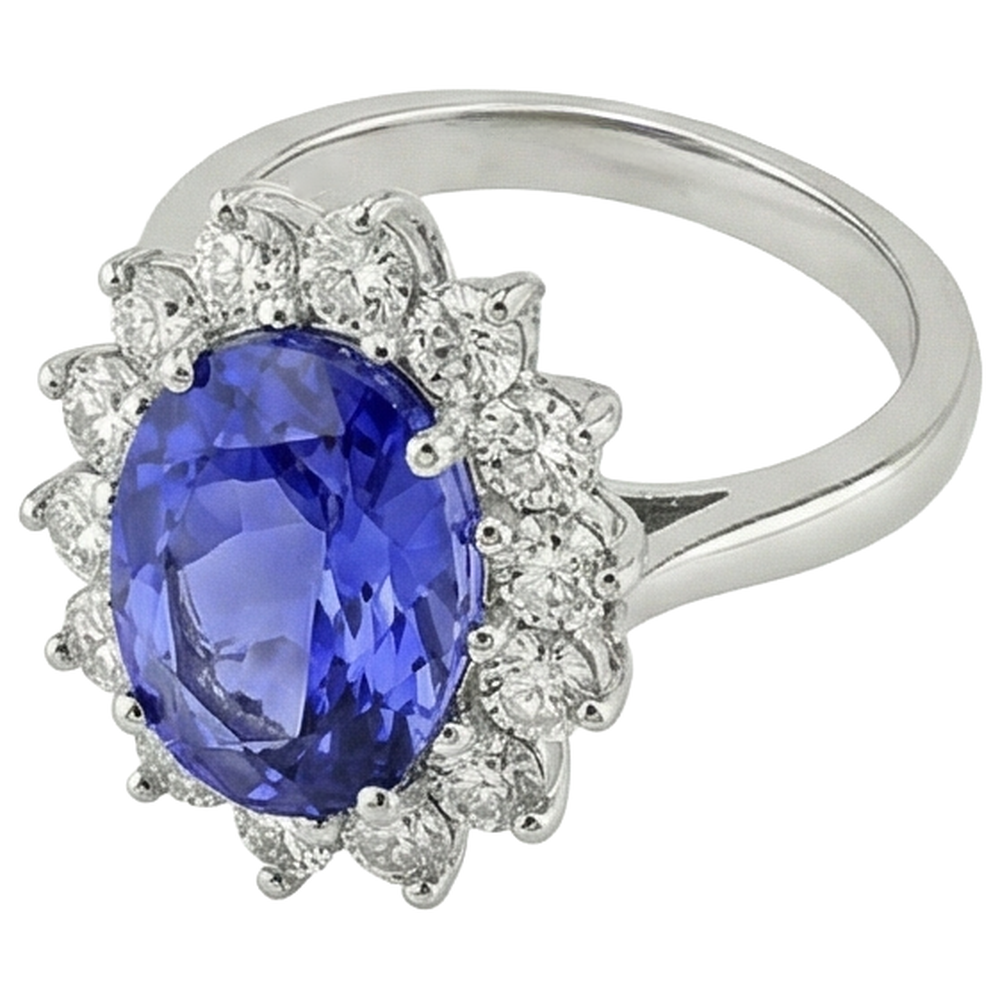 echter oval tansanit 5.80Karat ring Profilansicht