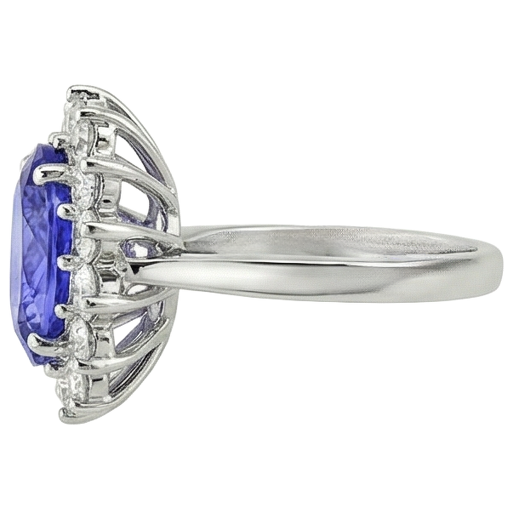 echter oval tansanit 5.80Karat ring auf Weiß