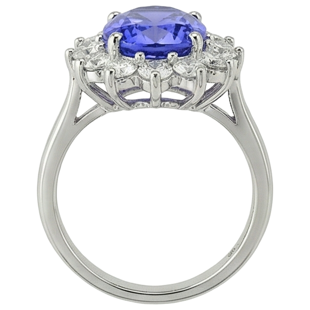 echter oval tansanit 5.80Karat ring mit Diamantbesatz