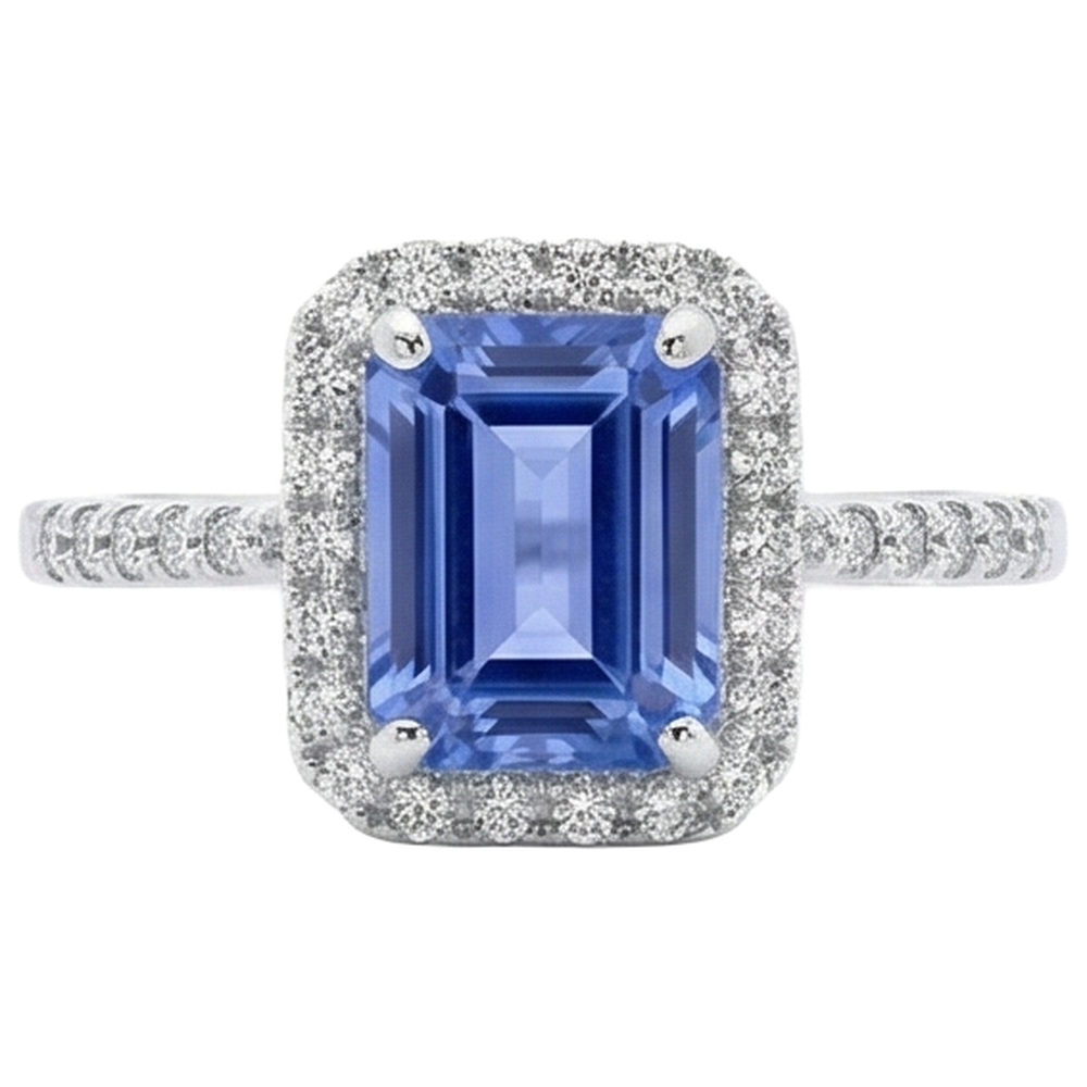 echter round tansanit 5.80Karat ring Seitenansicht
