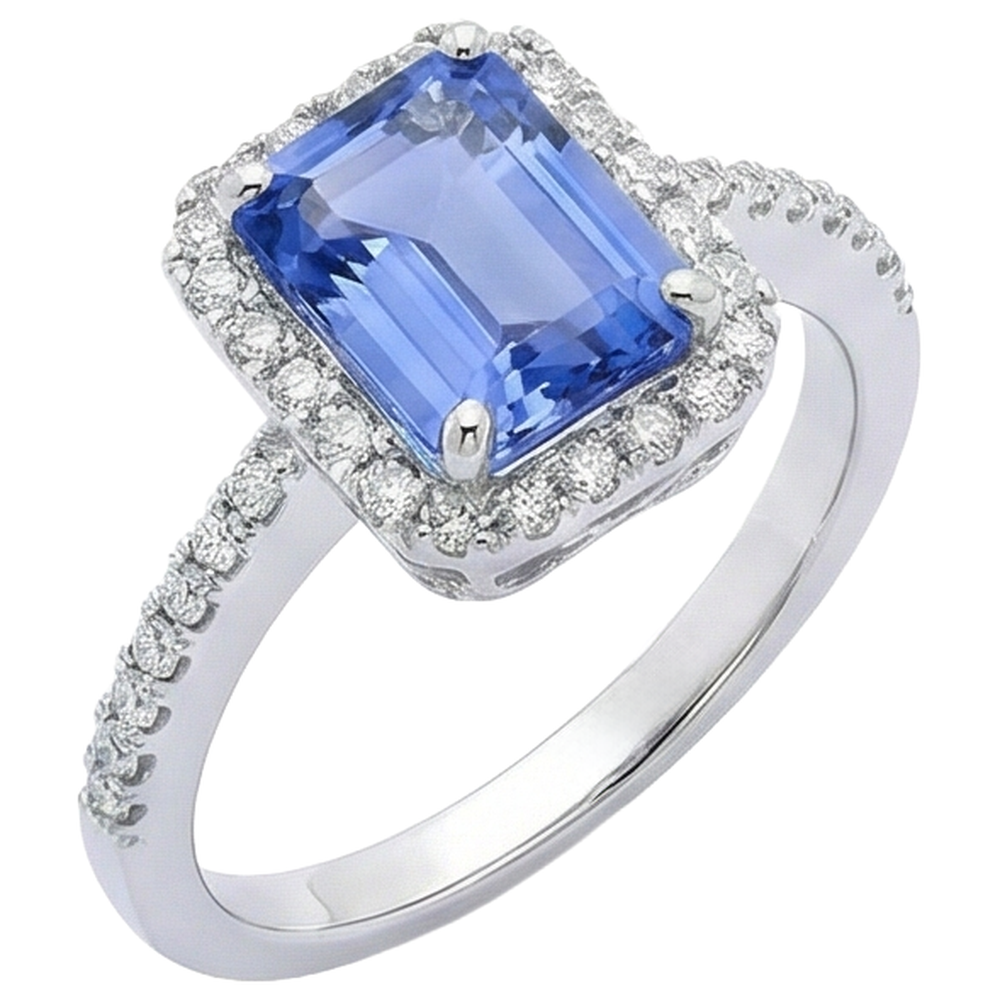 echter round tansanit 5.80Karat ring Draufsicht