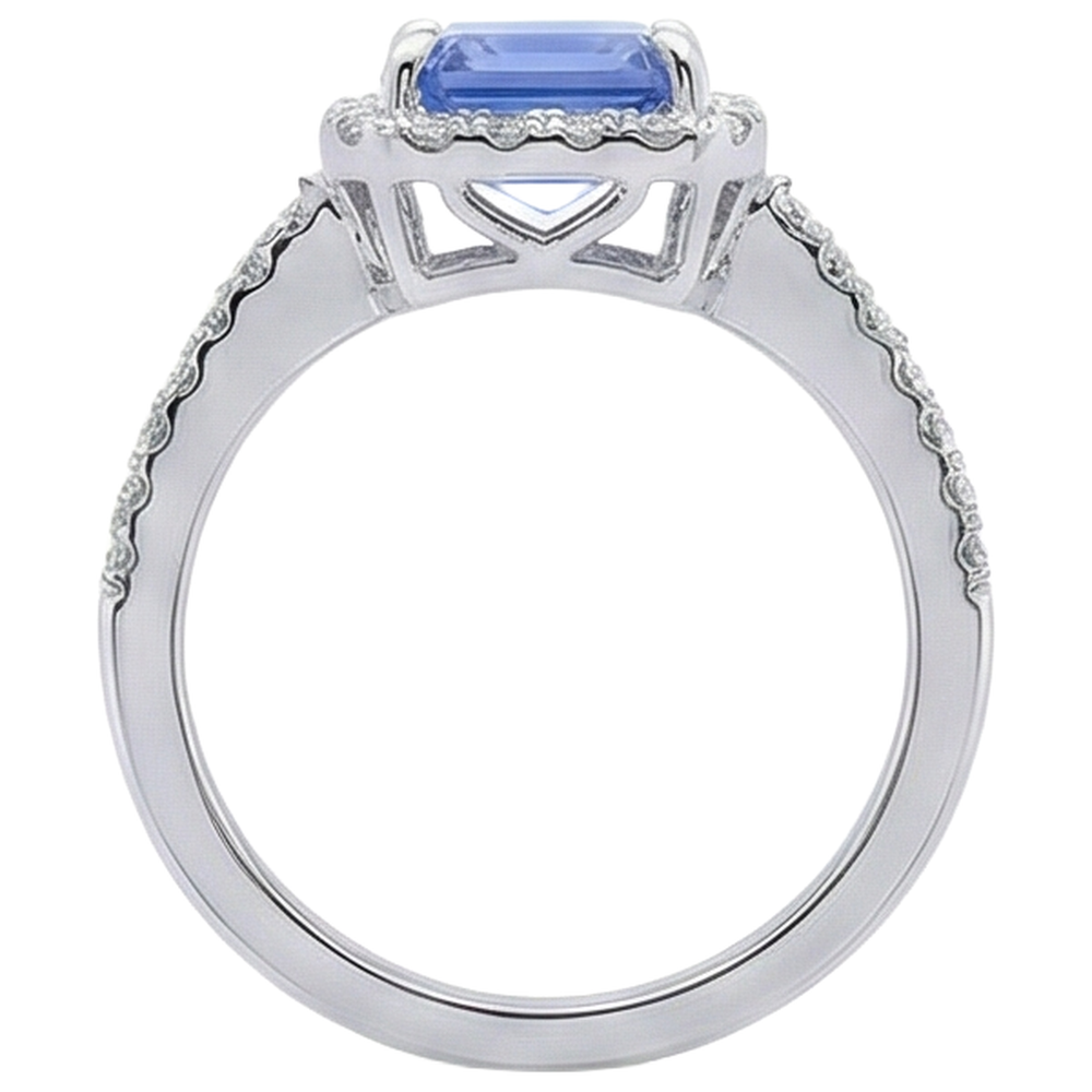 echter round tansanit 5.80Karat ring mit Diamantbesatz