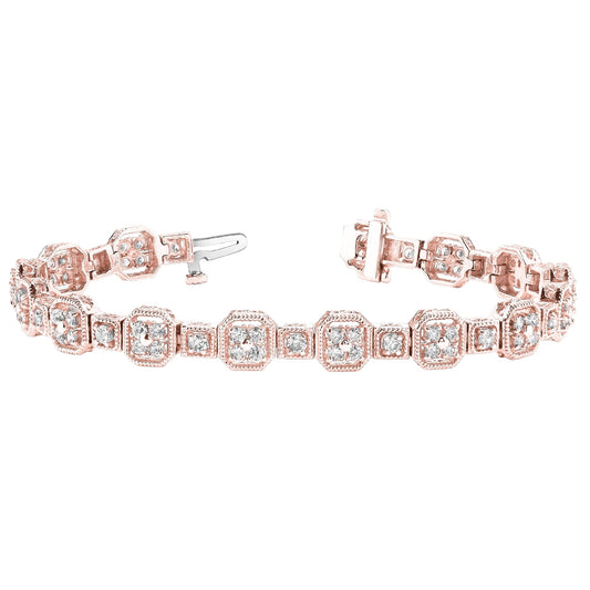 5,85 Karat Krappenset Rundschliff Funkelnde Natürliche Diamanten Armband RG 14K