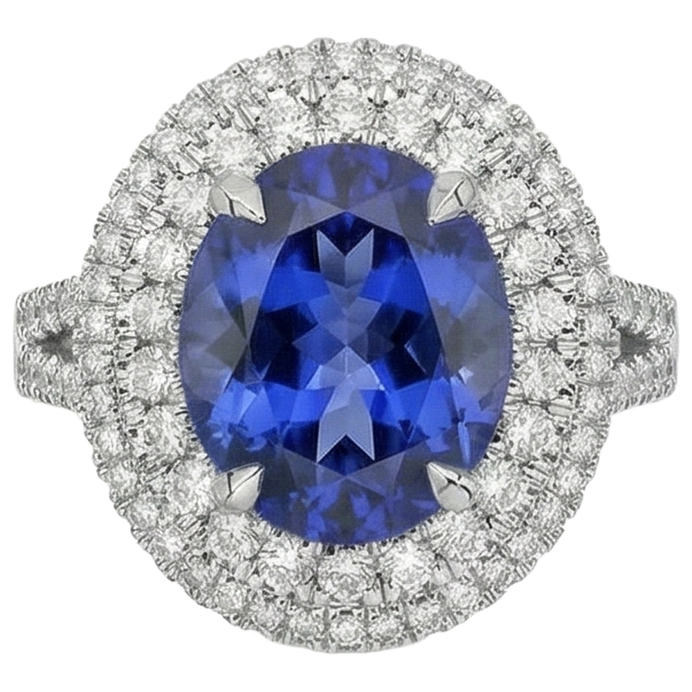 echter oval tansanit 5.90Karat ring Band Detail