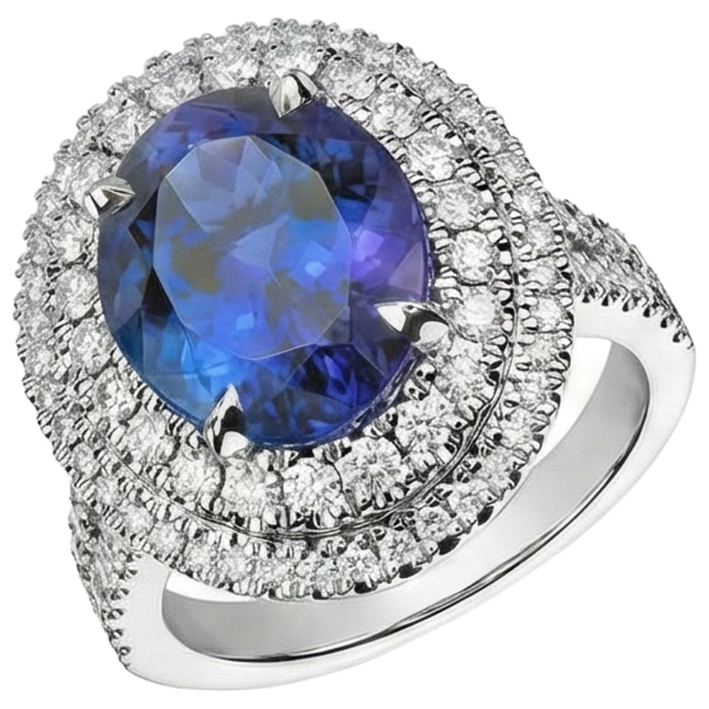 echter oval tansanit 5.90Karat ring Detailansicht