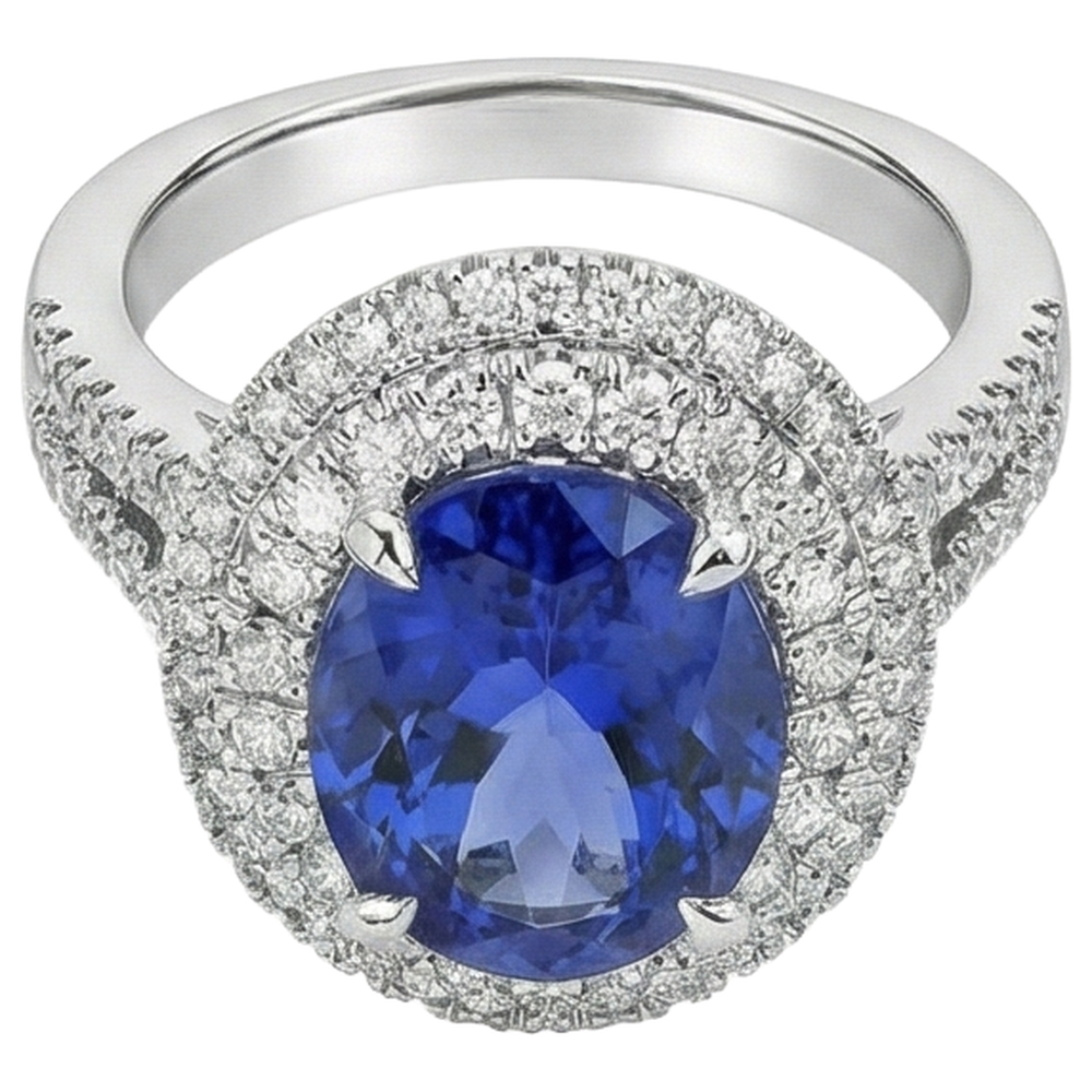 echter oval tansanit 5.90Karat ring Draufsicht
