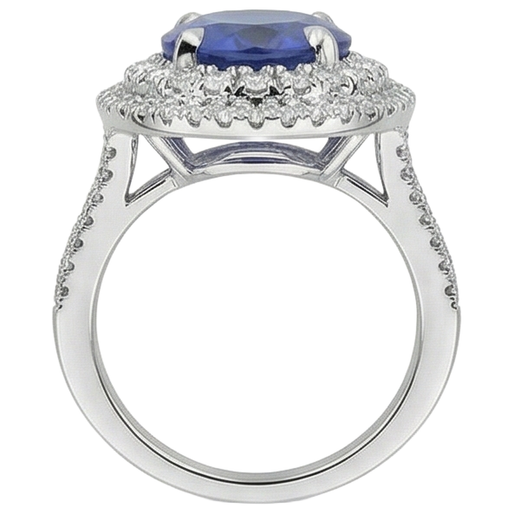 echter oval tansanit 5.90Karat ring Profilansicht