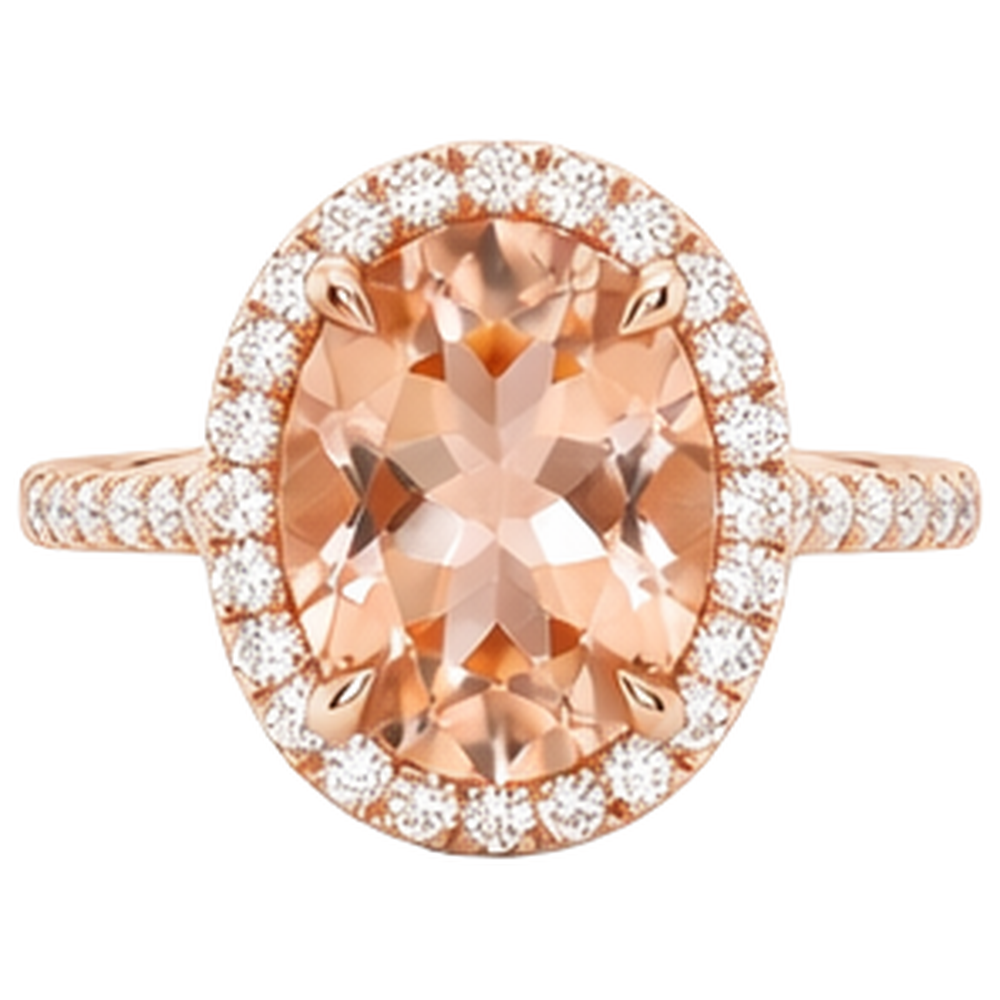 5,95 Karat Morganit und Diamanten Ehering Roségold 14K