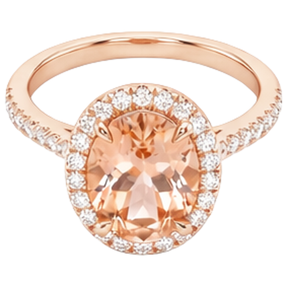5,95 Karat Morganit und Diamanten Ehering Roségold 14K