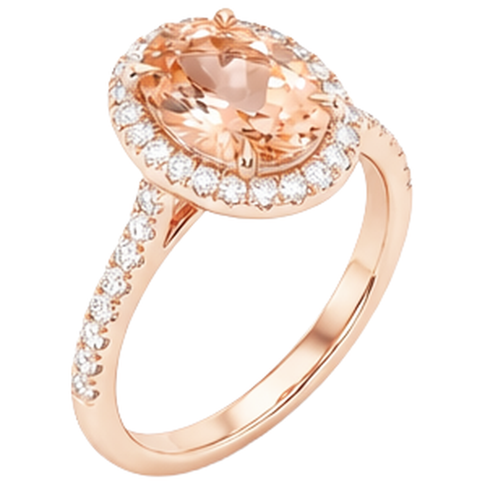 5,95 Karat Morganit und Diamanten Ehering Roségold 14K