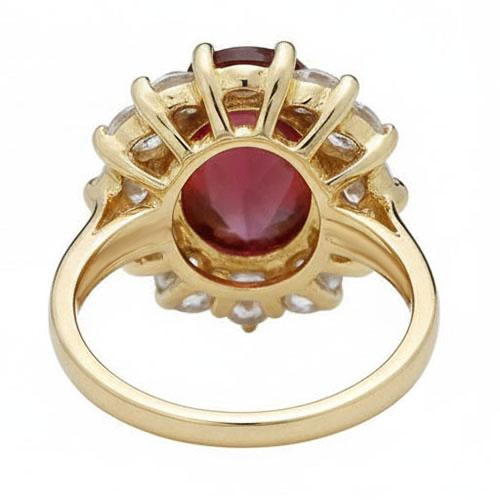 5 Kt Roter Rubin Diamant Ehering 14K Gelbgold