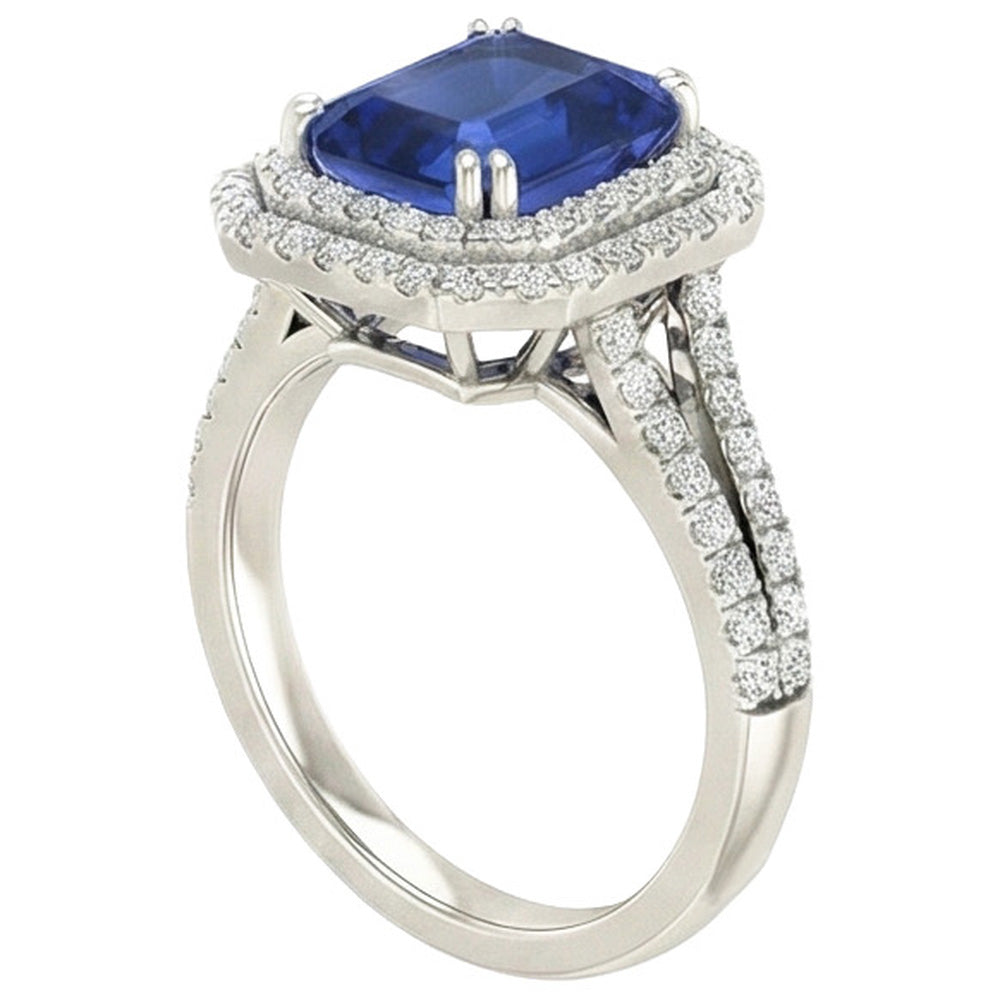 5 ct. Blauer Saphir mit Diamantring Solitär mit Akzenten Schmuck