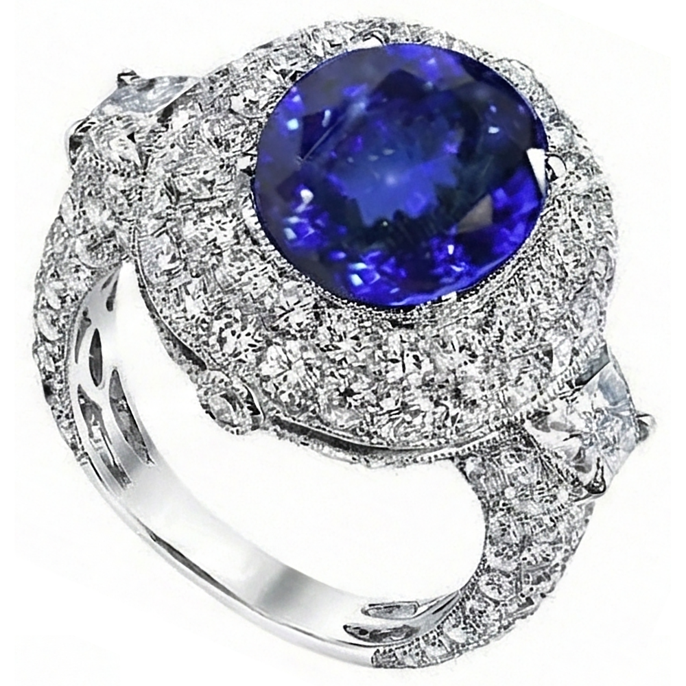 echter oval tansanit 6.01Karat ring Seitenansicht