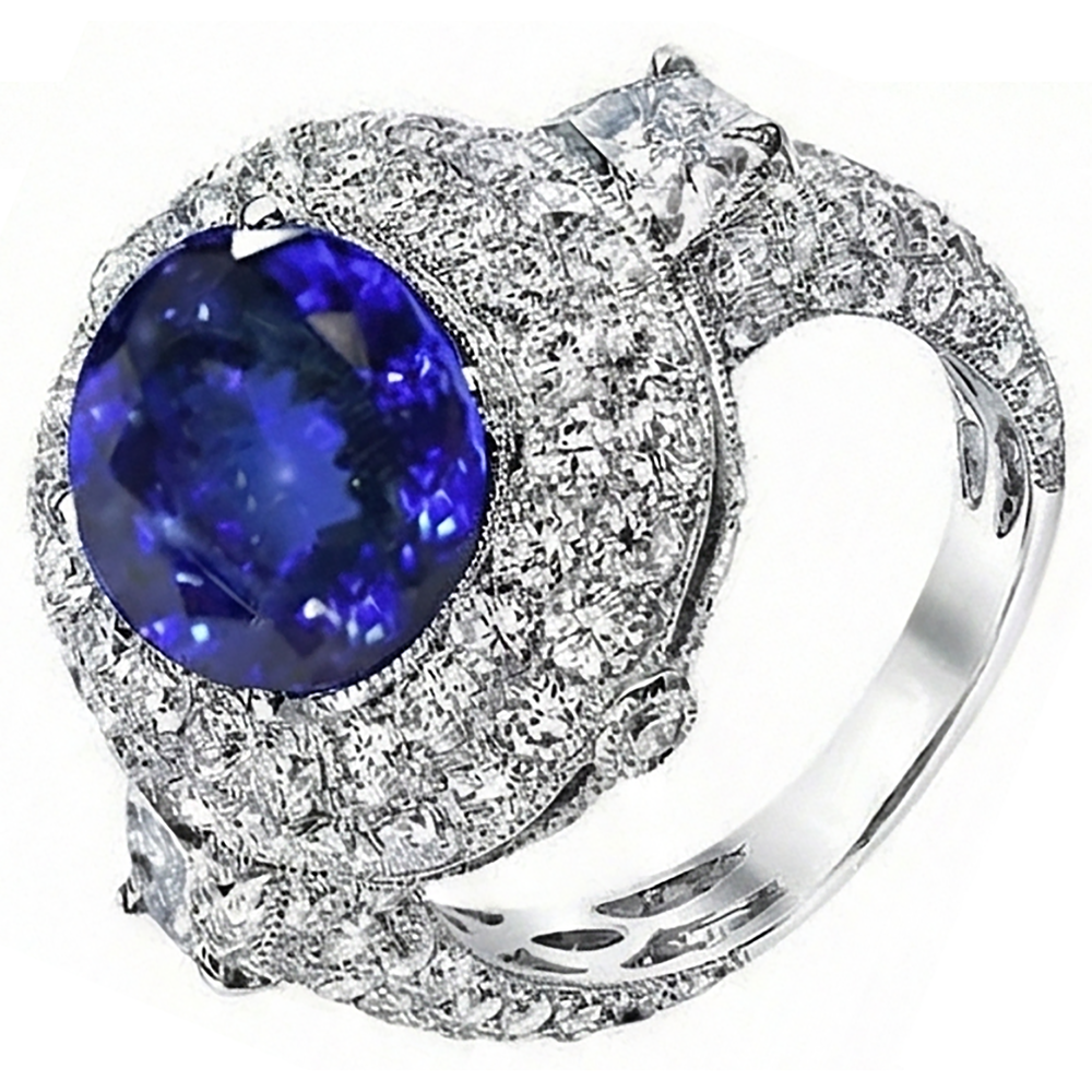 echter oval tansanit 6.01Karat ring Detailansicht