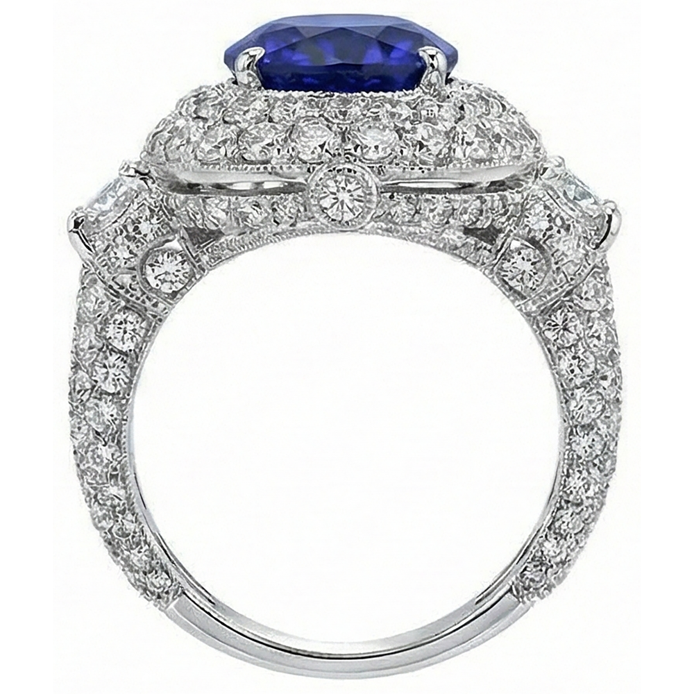 echter oval tansanit 6.01Karat ring Profilansicht