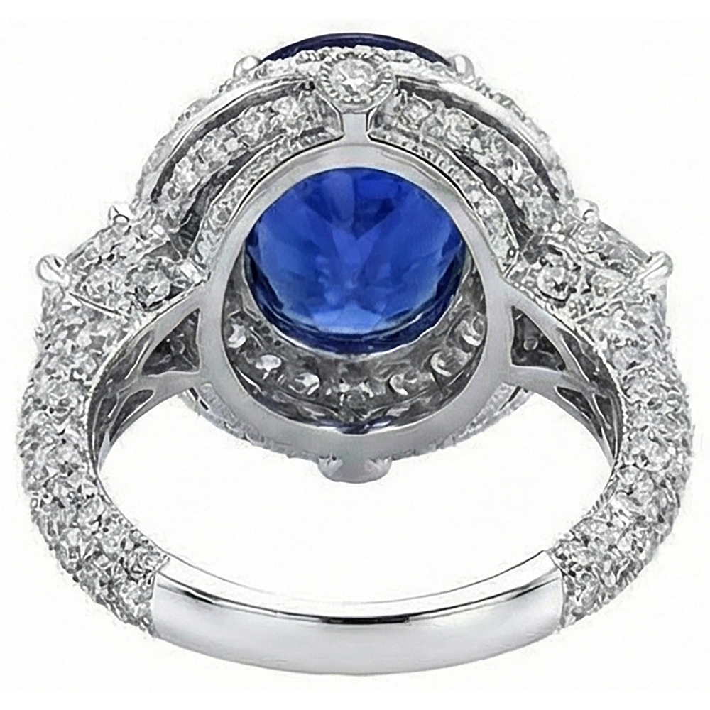 echter oval tansanit 6.01Karat ring auf Weiß