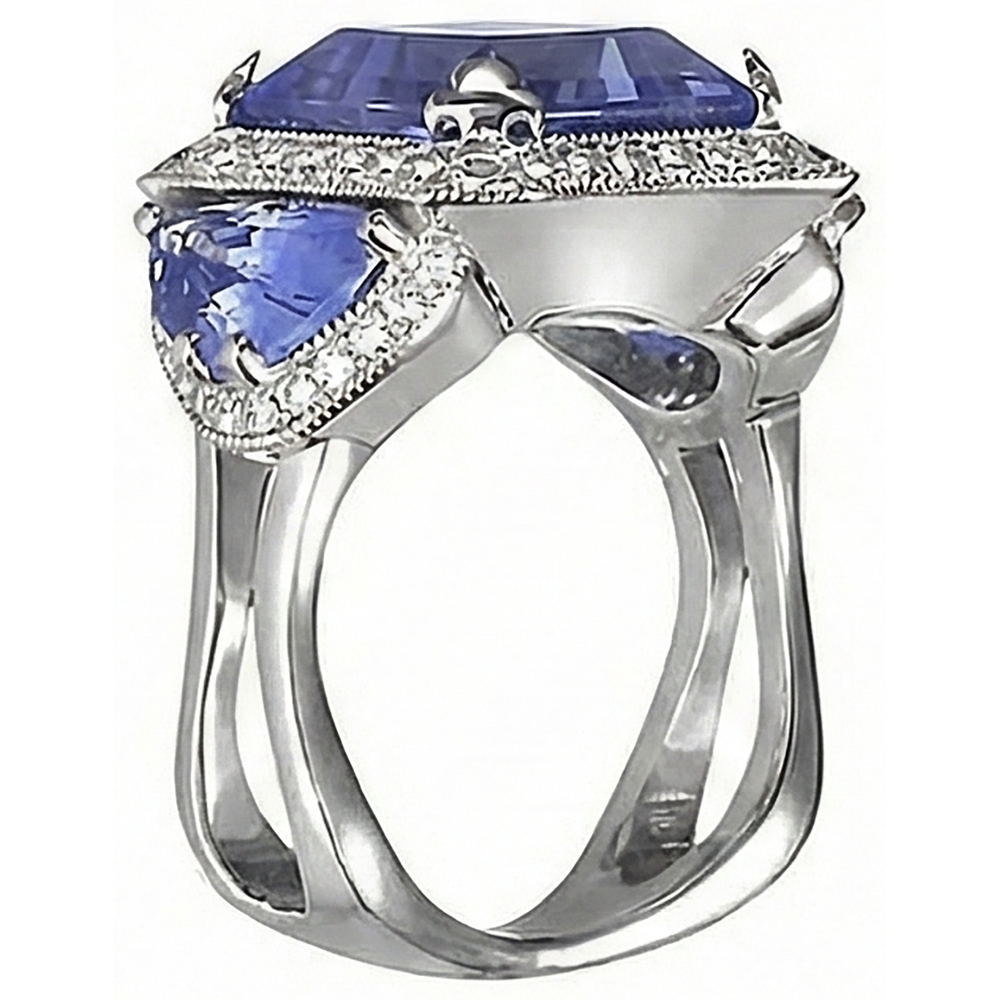 echter round tansanit 6.01Karat ring Seitenansicht