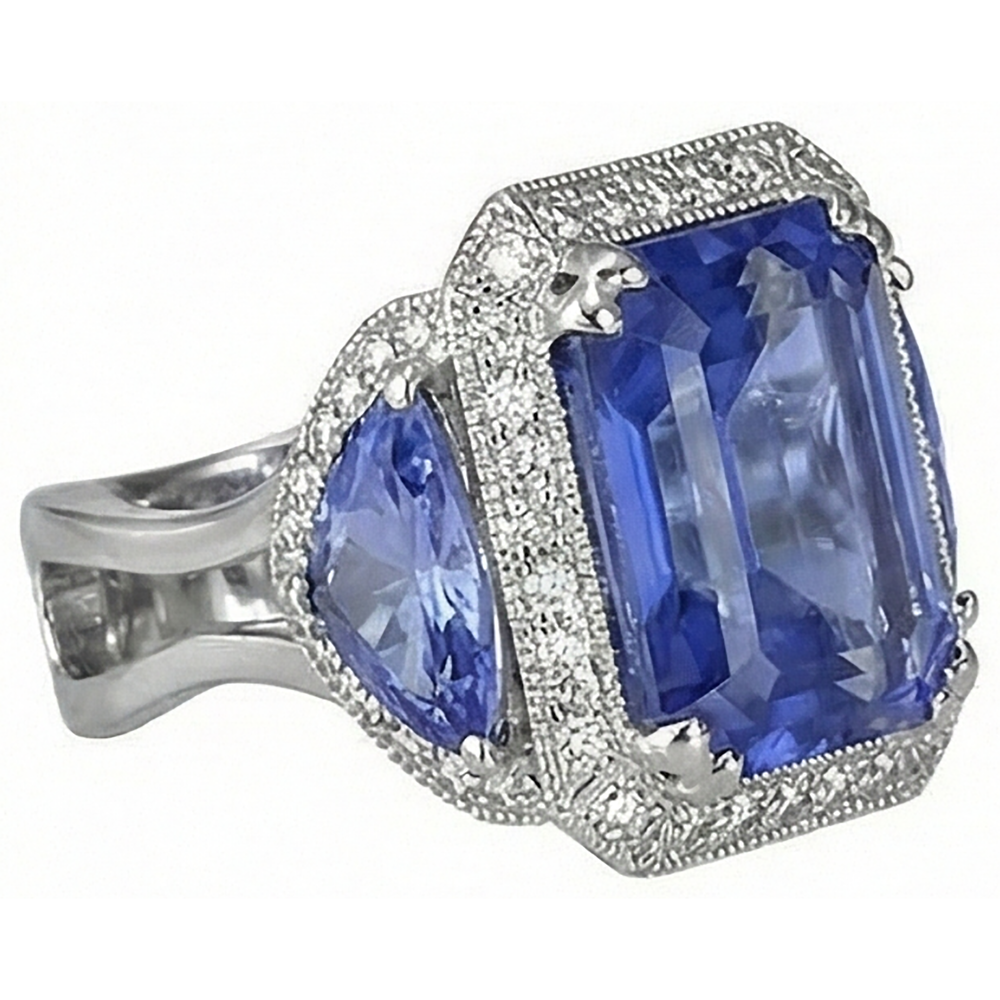 echter round tansanit 6.01Karat ring Detailansicht