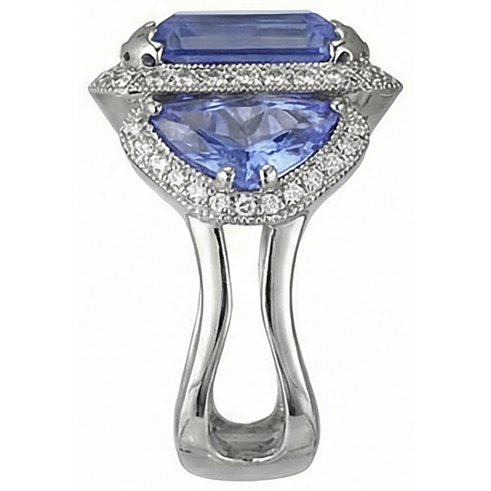 echter round tansanit 6.01Karat ring Draufsicht