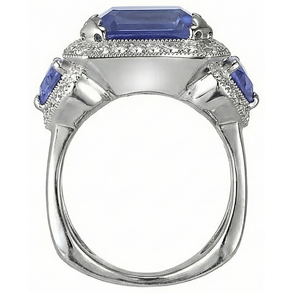 echter round tansanit 6.01Karat ring Profilansicht