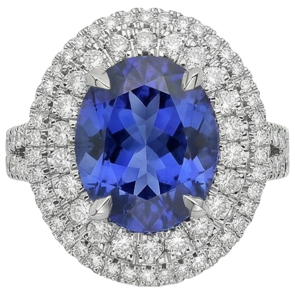 echter oval tansanit 6.15Karat ring Seitenansicht