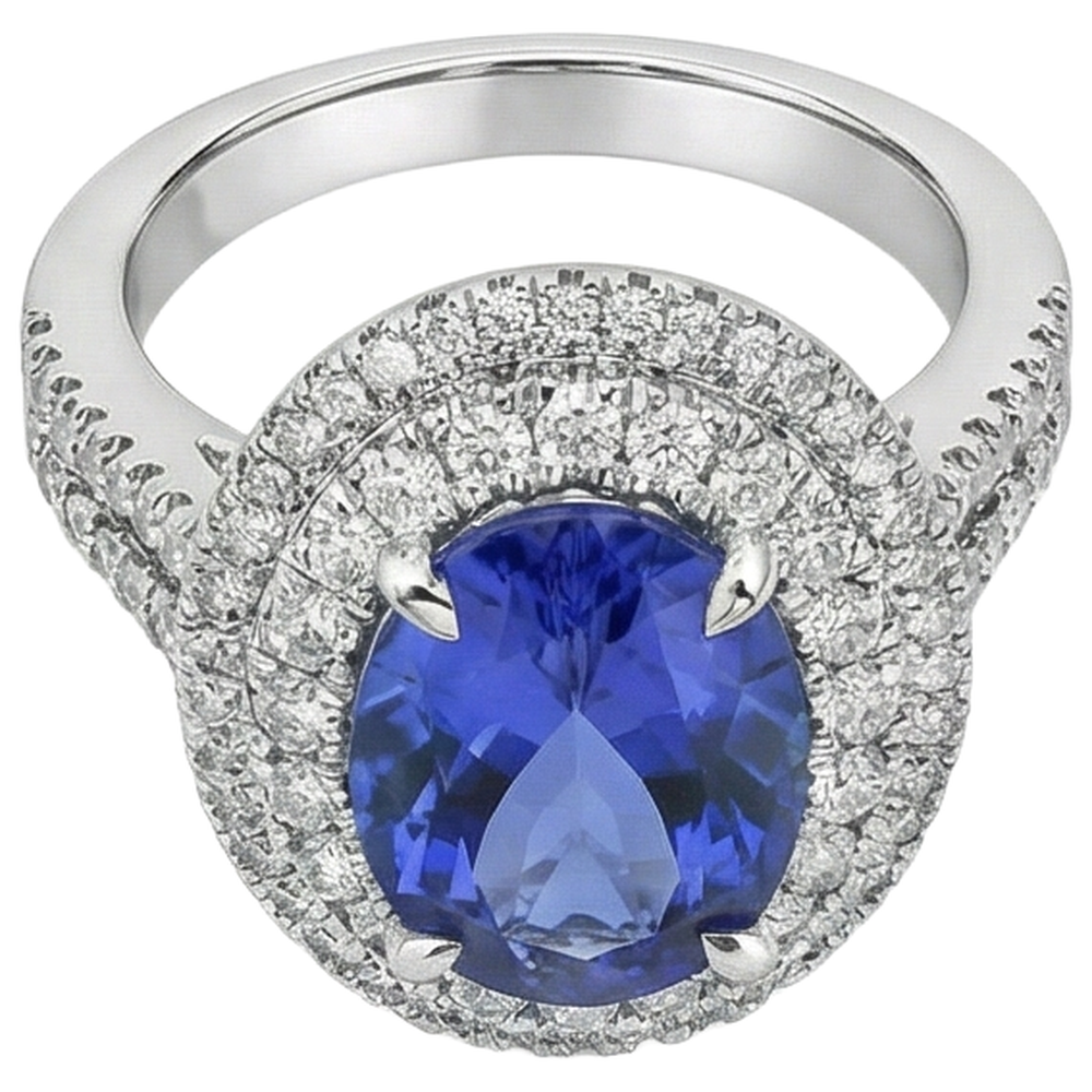 echter oval tansanit 6.15Karat ring Detailansicht