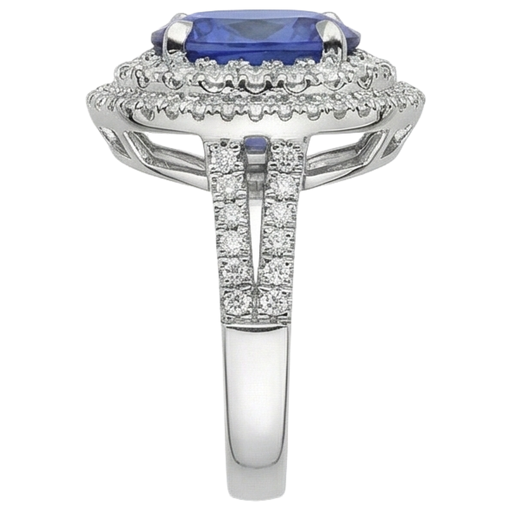 echter oval tansanit 6.15Karat ring auf Weiß