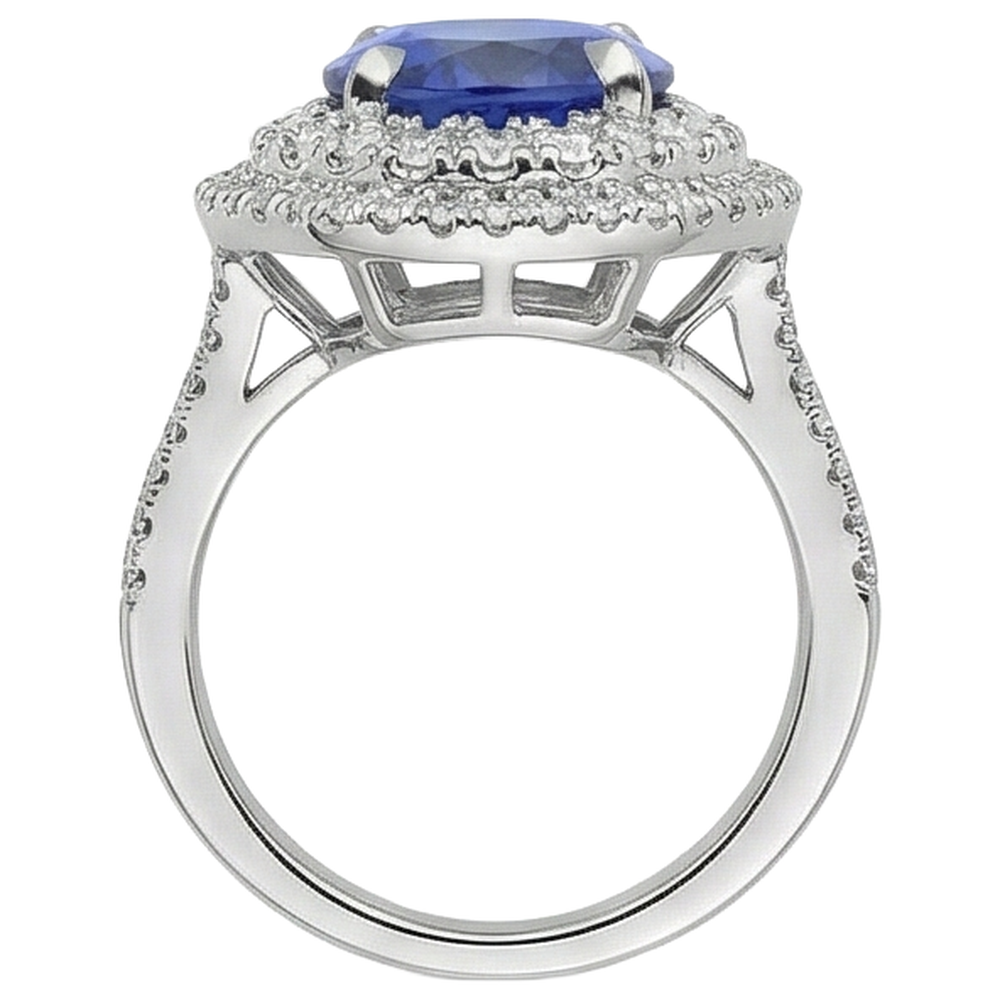echter oval tansanit 6.15Karat ring mit Diamantbesatz