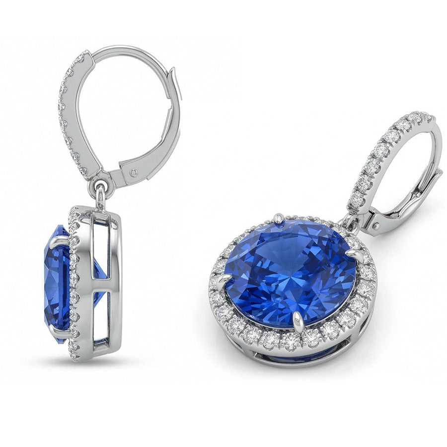 echter round diamant 6.50Karat ohrring Draufsicht