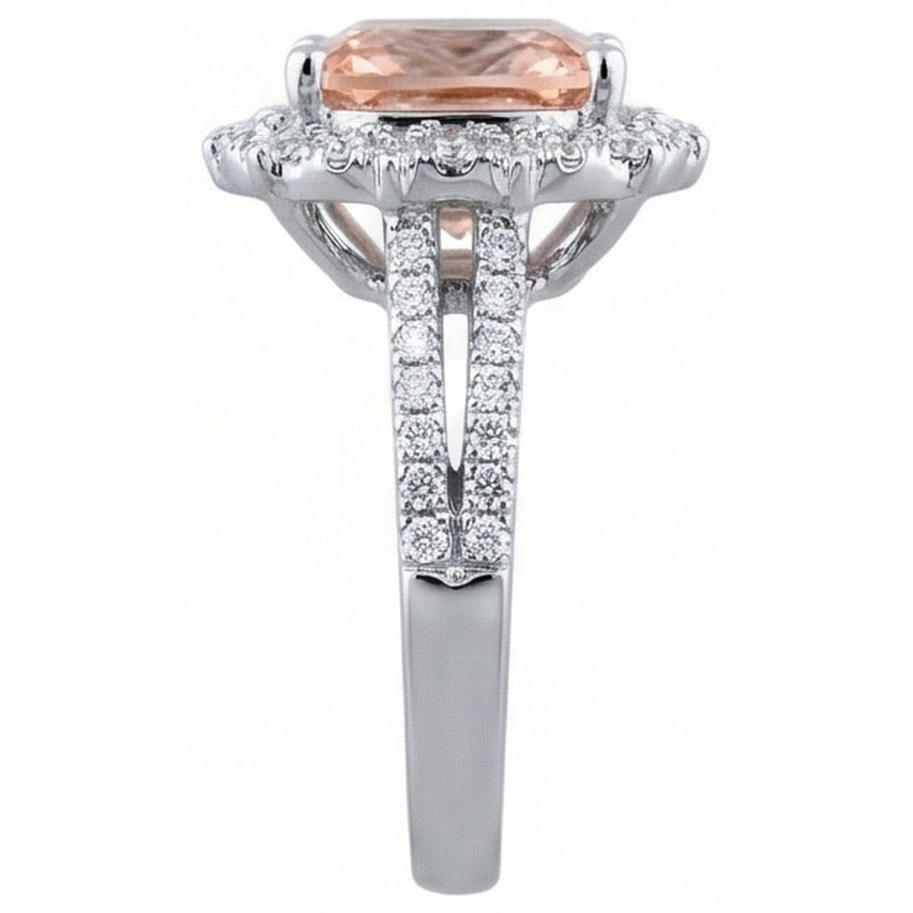 6.50 ct Kissen Morganit und Diamanten Ring Gold 14K