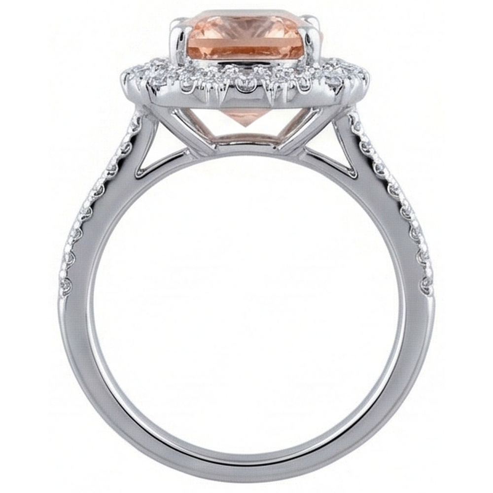 6.50 ct Kissen Morganit und Diamanten Ring Gold 14K