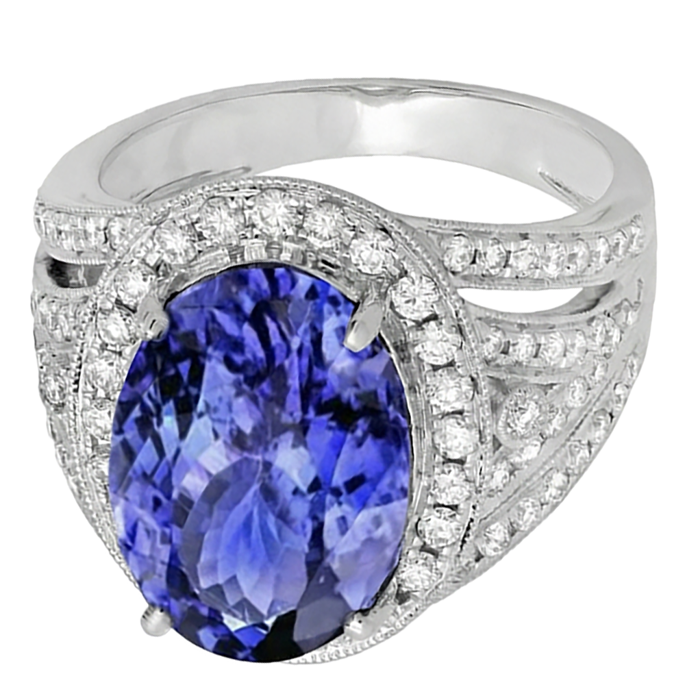 echter oval tansanit 6.55Karat ring Seitenansicht