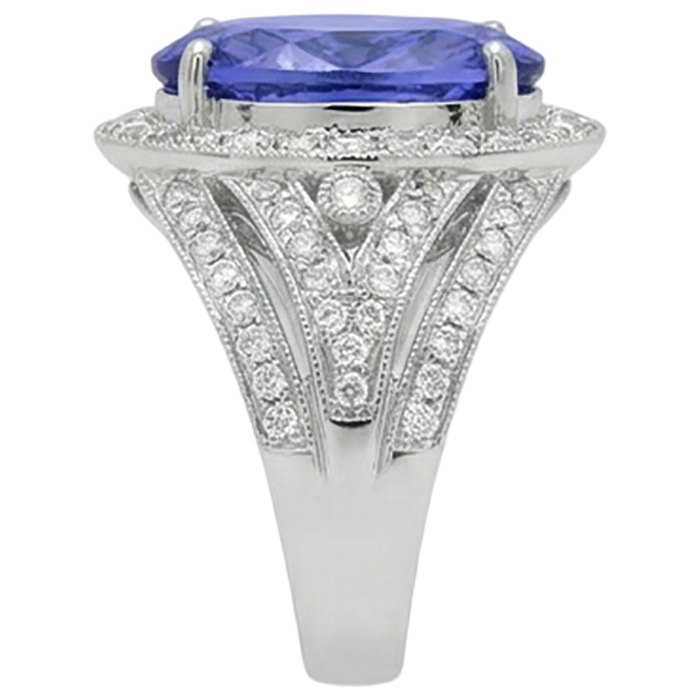 echter oval tansanit 6.55Karat ring Draufsicht