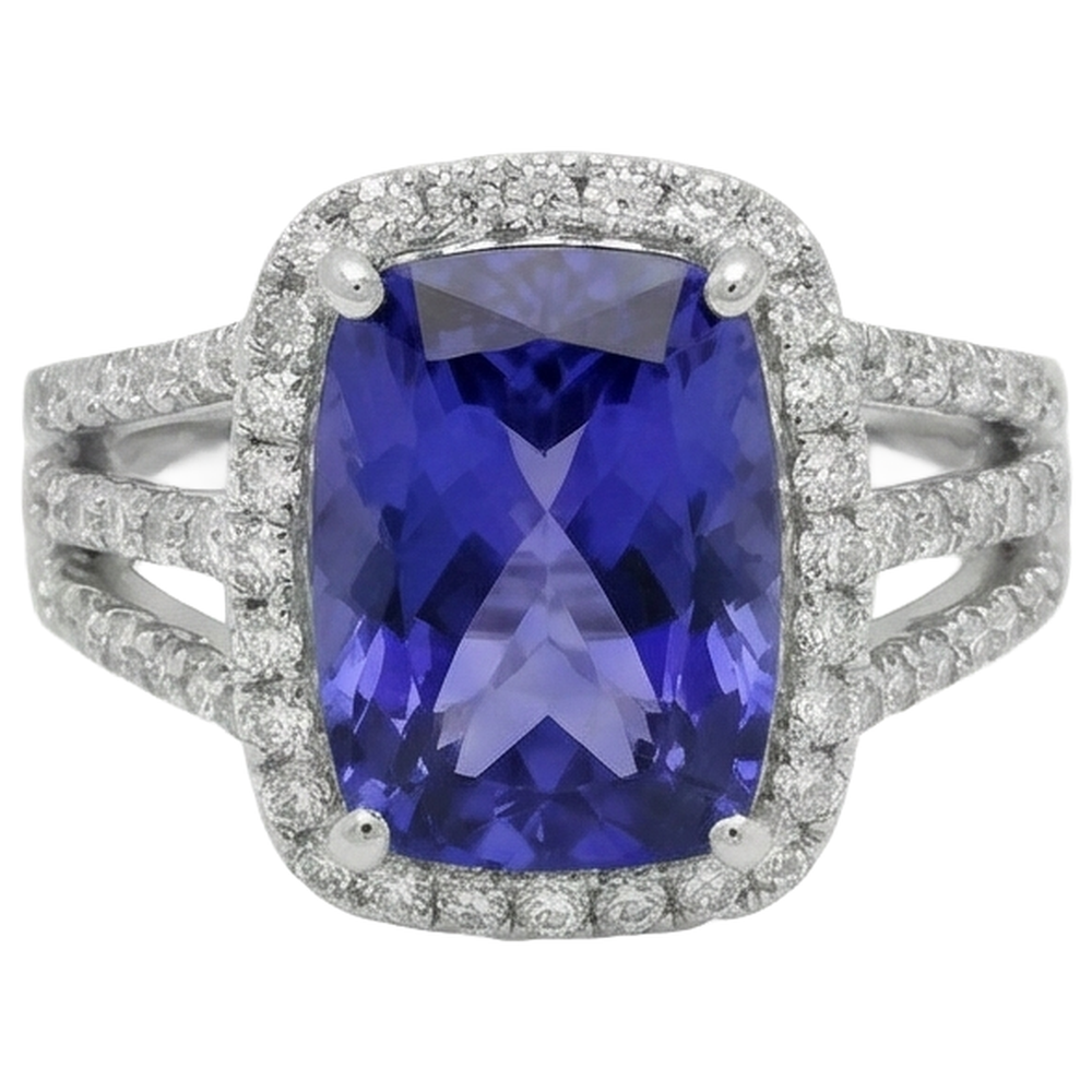 echter round tansanit 6.55Karat ring Seitenansicht
